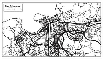 plan de la ville de san sebastian espagne dans un style rétro. carte muette. vecteur