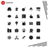 ensemble de 25 symboles d'icônes d'interface utilisateur modernes signes pour câble cuisine flèche épicerie boisson éléments de conception vectoriels modifiables vecteur