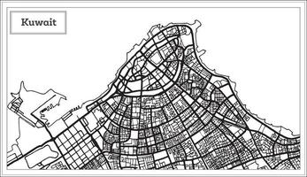 carte du koweït en noir et blanc. vecteur