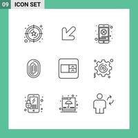 9 icônes créatives signes et symboles modernes de scanner de formulaire identité de numérisation mobile éléments de conception vectoriels modifiables vecteur