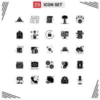 ensemble de 25 symboles d'icônes d'interface utilisateur modernes signes pour la décoration ampoule cahier tabouret meubles éléments de conception vectoriels modifiables vecteur