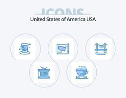 pack d'icônes bleu usa 5 conception d'icônes. ville. pont. chapeau. Etats-Unis. États vecteur