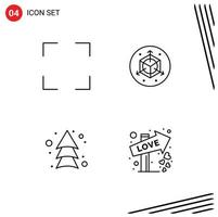 pack d'icônes vectorielles stock de 4 signes et symboles de ligne pour la flèche de direction complète amour éléments de conception vectoriels modifiables vecteur