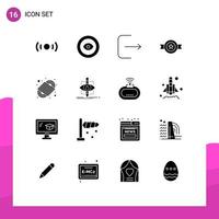 interface mobile glyphe solide ensemble de 16 pictogrammes d'éléments de conception vectoriels modifiables de récompense de couronne d'étoile de noeud vecteur