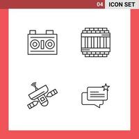 ensemble moderne de 4 pictogrammes de couleurs plates remplies d'éléments de conception vectoriels modifiables de l'espace de prison de photographie d'antenne de caméra vecteur