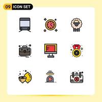 9 icônes créatives signes et symboles modernes de l'école en ligne moutons boîtier d'ordinateur éléments de conception vectoriels modifiables vecteur