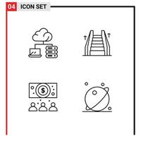 pack d'icônes vectorielles stock de 4 signes et symboles de ligne pour les éléments de conception vectoriels modifiables en orbite d'échelle d'escalier en ligne cloud vecteur