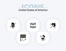 usa glyph icon pack 5 icon design. Feu. guirlande. crème. fête. bruants vecteur