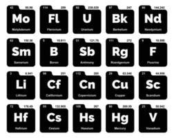 20 tableau préodique de la conception du pack d'icônes d'éléments vecteur