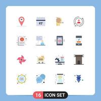 16 signes universels de couleur plate symboles d'informations sur la feuille business remarketing pack modifiable numérique d'éléments de conception de vecteur créatif