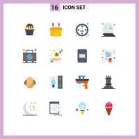 pack de 16 signes et symboles de couleurs plates modernes pour les supports d'impression web tels que le sac nuit centricity moon bat pack modifiable d'éléments de conception de vecteur créatif