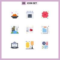 pack de 9 couleurs plates créatives d'amour produit solaire date renouvelable éléments de conception vectoriels modifiables vecteur