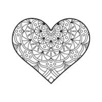 illustration linéaire de coeur de vecteur avec floral. esquisser des ornements géométriques et floraux. coloriage saint valentin