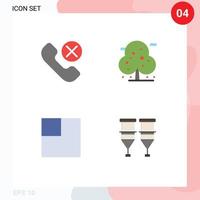 interface mobile icône plate ensemble de 4 pictogrammes d'éléments de conception vectoriels modifiables de sang de paume de téléphone de mise en page d'appel vecteur