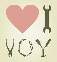 inscription d'amour à partir d'outils. une illustration vectorielle vecteur