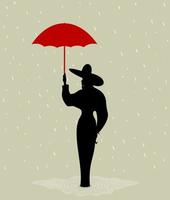 la fille avec un parapluie rouge. une illustration vectorielle vecteur