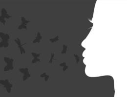 d'une tête de la jeune fille vole le papillon. une illustration vectorielle vecteur
