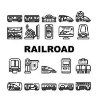 vecteur de collection d'icônes de transport ferroviaire