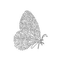 dessin d'une ligne bouclée unique d'art abstrait papillon mignon. ligne continue dessiner illustration vectorielle de conception graphique d'insectes familiers aux humains pour l'icône, le symbole, le logo de l'entreprise, la décoration murale de l'affiche vecteur