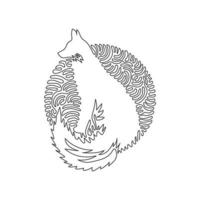 courbe continue un dessin au trait d'art abstrait de courbe de renard assis mignon. illustration vectorielle de course modifiable sur une seule ligne d'un animal domestique amical pour le logo, la décoration murale et la décoration d'impression d'affiches vecteur