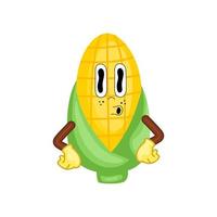 vecteur de dessin animé de maïs, mascotte de maïs, sourire, heureux, drôle. illustration vectorielle.