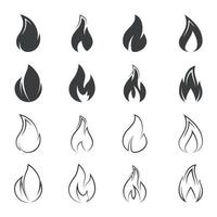 ensemble d'icônes sur un feu à thème avec réflexion vecteur
