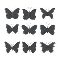 ensemble d'icônes sur un thème papillons vecteur