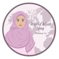 journée mondiale du hijab. belle femme en hijab. illustration vectorielle. vecteur