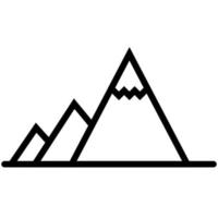 icône de ligne de montagne isolé sur fond blanc. icône noire plate mince sur le style de contour moderne. symbole linéaire et trait modifiable. illustration vectorielle de trait parfait simple et pixel. vecteur