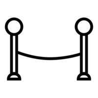 icône de ligne de poteau de ceinture rétractable isolée sur fond blanc. icône noire plate mince sur le style de contour moderne. symbole linéaire et trait modifiable. illustration vectorielle de trait parfait simple et pixel. vecteur