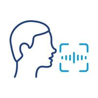 accéder à l'identification par la voix de l'icône de la ligne du smartphone. pictogramme de contour de la technologie de reconnaissance d'identité vocale de commande. parler pour l'accès. symbole de vérification. trait modifiable. illustration vectorielle isolée. vecteur