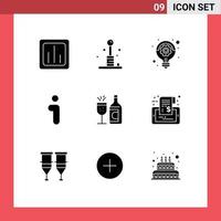 interface mobile glyphe solide ensemble de 9 pictogrammes d'informations d'interface jouer i stratégie éléments de conception vectoriels modifiables vecteur