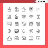 symboles d'icônes universels groupe de 25 lignes modernes de carte drapeau de noël célébration vacances éléments de conception vectoriels modifiables vecteur