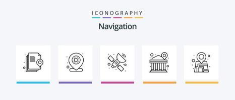 pack d'icônes de la ligne de navigation 5, y compris le gps. emplacement. surveiller. imeuble. finance. conception d'icônes créatives vecteur