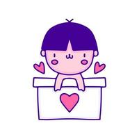 bébé mignon dans des coffrets cadeaux doodle art, illustration pour t-shirt, autocollant ou marchandise vestimentaire. avec un style pop et kawaii moderne. vecteur