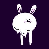 lapin mignon avec dessin animé de visage fondu, illustration pour t-shirt, autocollant ou marchandise vestimentaire. avec un style pop et rétro moderne. vecteur