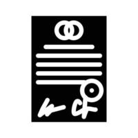 illustration vectorielle d'icône de glyphe de document de mariage vecteur