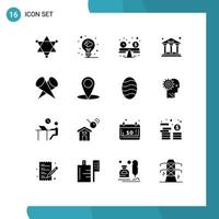 interface mobile glyphe solide ensemble de 16 pictogrammes de la planification budgétaire des lumières supérieures en vedette éléments de conception vectoriels modifiables de bureau vecteur