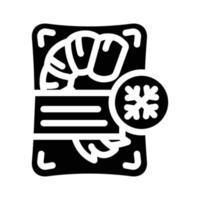illustration vectorielle d'icône de glyphe de fruits de mer surgelés de crevettes vecteur