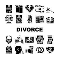 couple de divorce annulant le mariage icônes ensemble vecteur