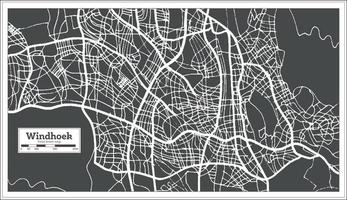 plan de la ville de windhoek namibie dans un style rétro. carte muette. vecteur