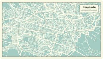 plan de la ville de surakarta en indonésie dans un style rétro. carte muette. vecteur
