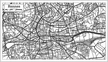 plan de la ville de rennes france dans un style rétro. carte muette. vecteur
