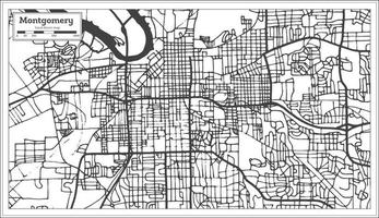 plan de la ville de montgomery alabama usa dans un style rétro. carte muette. vecteur