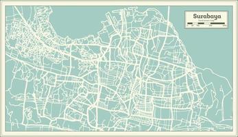 plan de la ville de surabaya en indonésie dans un style rétro. carte muette. vecteur