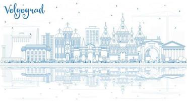 Décrire les toits de la ville de Volgograd en Russie avec des bâtiments bleus et des reflets. vecteur