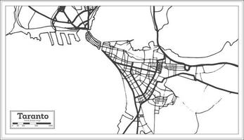 carte de la ville de taranto italie dans un style rétro. carte muette. vecteur