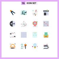 pack de lignes vectorielles modifiables de 16 couleurs plates simples de signe maison lieu hôpital mail pack modifiable d'éléments de conception de vecteur créatif