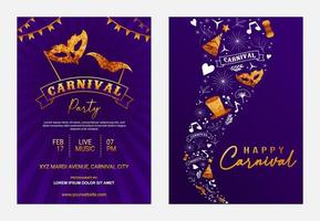 arrière-plan du carnaval brésilien conception vectorielle de la fête du mardi gras pour le carnaval, le mardi gras, le festival, la mascarade, le défilé. modèle d'invitation de conception, affiche de flyer, bannières.