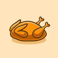 concept d'illustration mignon de poulet rôti en style cartoon vecteur